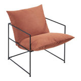 [en.casa] Fauteuil Confortable avec Coussins Rembourrés Housse Amovible et Lavable Siège Stable Design Intemporel pour Salon Chambre Bureau Métal Polyester 90 x 61 x 70 cm Noir Orange