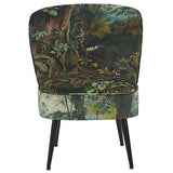 Beliani Fauteuil Bas sans Accoudoirs en Tissu Vert avec Imprimé Jungle Multicolore Rembourrage Épais et Confort Optimal pour Salon Rétro et Moderne