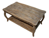 Austerity Table Basse en Bois recyclé avec étagère Ouverte, Finition Naturelle en Bois flotté, Meubles d'appoint pour Salon, Pieds incurvés, Bord festonné, Assemblage nécessaire