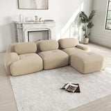 Canapé 3 Places avec revêtement hautement élastique, Canapé d'angle modulaire avec accoudoirs extra larges, Pour salonen hambre et home cinéma, en tissu velours côtelé Beige (sans assemblage)