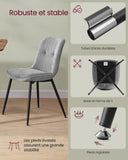 VASAGLE Lot de 2 Chaises Salle à Manger, Chaise de Cuisine Rembourrée, Chenille, Jusqu’à 120 kg, Double Coussin, Pieds en Métal, Moderne, pour Salle à Manger, Cuisine, Gris Tourterelle KDC151G01