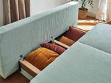 Bestmobilier - Canapé Convertible avec Coffre Cristal en Velours Côtelé - Canapé Lit - Sofa Bleu 3 Places - Salon