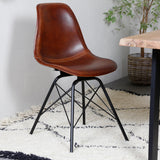 Casa Moro Chaise de salle à manger, en cuir véritable, marron, structure en métal, chaise de salle d'attente, de conférence, moderne