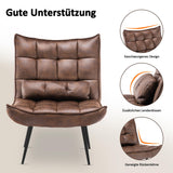 MCombo 4779-1 Fauteuil de Relaxation Moderne pour Salon avec Coussin de Taille rétro Vintage Fauteuil de Lecture Fauteuil de Salon Fauteuil rembourré sans Tabouret en Microfibre Marron