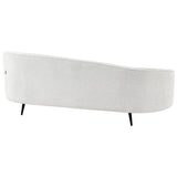 Canapé Glamour en Tissu Forme Courbée Pieds Noirs en Métal Blanc Cassé Savar