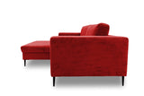 DOMO. collection Modica Canapé d'angle Moderne en Forme de L sans Sol - 244 x 173 x 83 cm (l x p x h) - Rouge