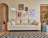 Lisa Design - Canapé Rune en Velours Côtelé - Sofa Beige 3 Places - Salon