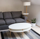 RAGABA OVO HIGH Table basse avec plateau de rangement Largeur 110 cm x profondeur 70 cm Facile à monter En bois FSC Rose poudré