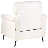 Fauteuil en Tissu Rembourré Blanc et Pieds en Métal Noir Salon Rétro Vietas