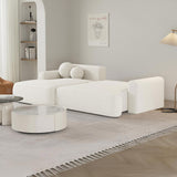 Mobilier-Deco Anais - Canapé d'angle Convertible en Tissu Bouclette Beige - Angle Gauche