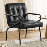 Hellove Fauteuil Salon en Métal, Fauteuil Design Rétro avec Pieds Métalliques Noirs, Chaise Simili Cuir PU avec Accoudoirs et Dossier Confortable Modern pour Salon Chambre, Noir