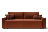 BAÏTA Canapé Droit Milo Convertible Velours côtelé Terracotta 3 Places