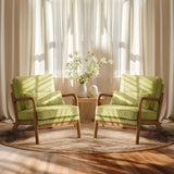 Bonnlo Fauteuil de Salon en Velours Côtelé, Chaise d'Appoint Relaxation avec Cadre en Bois, Siège Confortable pour Salon, Chambre, Terrasse, 65 x 80 x 78 cm, Vert, Lot de 2