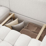 INTENSE DECO Canapé d'angle Droit Convertible Clovis Bouclette Blanc