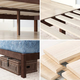 ZINUS Adrian Cadre de lit en bois 31 cm avec tête de lit | Sommier en bois massif | Support à lattes en bois | Assemblage facile | 160 x 200 cm | Style rustique