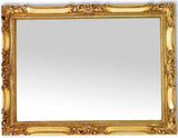 MO.WA Miroir Mural Rectangulaire Classique Feuille d'or 62x82 Miroir Baroque Miroir Cadre Bois doré Miroirs muraux Style Louis XIV Chambre Couloir Salle de Bain Salon Made in Italy