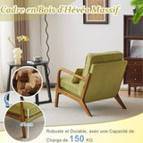 Bonnlo Fauteuil de Salon en Velours Côtelé, Chaise d'Appoint Relaxation avec Cadre en Bois, Siège Confortable pour Salon, Chambre, Terrasse, 65 x 80 x 78 cm (Vert)