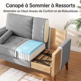 Vesgantti Petit Canapé 2 Places en Lin Gris Clair 121cm, Mini Chambre avec Accoudoirs, Coussin à Ressorts, Salon Moderne, Causeuse Fixe