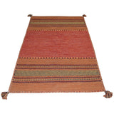 Pierre Tappeti Tapis ANTIQUE-KILIM orange tissé à la main en coton et chenille 160 x 230 cm