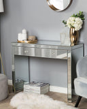Beliani Table Coiffeuse Argentée Effet Miroir en Verre et MDF Console avec 2 Tiroirs au Design Moderne pour Intérieur Glamour