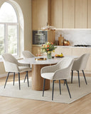 SONGMICS Chaise Salle à Manger, Chaise de Cuisine, Fauteuil en Velours, Rembourrée, avec Accoudoirs, Charge Max. 120 kg, Pieds en Métal, pour Salle à Manger, Beige Cappuccino et Noir d'Encre LDC087W01