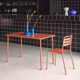 Alice's Garden - Table de Jardin métal 4 Places. Terracotta. Amelia. 120x70cm. Traitement antirouille. Lattes et Bords arrondis