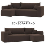 GREKPOL Canapé d'angle Convertible 145x248 à Gauche ou à Droite - Canapé 3 Places Convertible - Canapé avec Espace de Rangement - Canapé Lit - Canapé Convertible - Sofa Marron