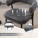 chairus Chaises de Cuisine Lot de 2 en Tissu Chenille Chaise Salle à Manger avec Double Coussin Rembourré Chaise de Salon avec Pieds Métal, Gris