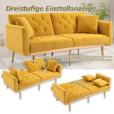 DMJLI-T Canaper, Canapé Convertible 3 Places, Dossier Inclinable 3 Positions, Canapé Lit pour Le Jour et la Nuit, Peu Encombrant et Uni Convient pour Adultes et Adolescents,Yellow