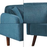[en.casa] Canapé 2 Places Confortable avec 2 Coussins Sofa Rembourré avec Accoudoir Excellente Stabilité Capacité de Charge 320 kg Salon Chambre à Coucher Velours Côtelé 132 x 70 x 80 cm Bleu
