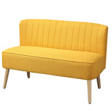 HOMCOM Canapé 2 Places en Tissu Canapé rembourré Canapé Double Siège Canapé Lounge Bois Mousse Jaune 117 x 56,5 x 77 cm