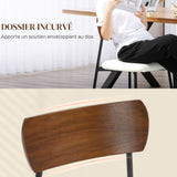 HOMCOM Lot de 2 chaises Salle à Manger Chaise de Cuisine Vintage Chaise de Salon rembourrée avec Assise Effet Bouclette, Dossier courbé Effet Bois pour Salon, Salle à Manger, Chambre, crème et Marron