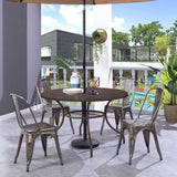 DUHOME Chaise de Salle à Manger en Métal, Lot de 4 Chaise Bistrot Metal, Ensemble de Chaises Empilables Chaise Cuisine avec Dossier, pour Bar Café Salon Restaurant Intérieur et Extérieur,Métallique