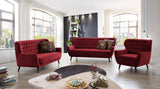 Cavadore Abby Fauteuil avec Capitonnage à Boutons, Style Rétro, Aspect Velours , 87 x 89 x 88 cm, Rouge