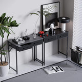 PAMRAY Petit Bureau d'ordinateur de 80 cm avec 2 tiroirs pour Chambre, étude, écriture, Bureau à Domicile pour Petits espaces, Noir