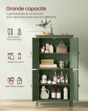 VASAGLE Armoire de Salle de Bain, Meuble de Rangement, Placard de Cuisine avec 4 Portes, Étagères Réglables, 30 x 60 x 110 cm, Vert Forêt BBC552C01