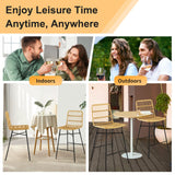 GOPLUS Lot de 2 Tabourets de Bar en Rotin PE, Chaises de Bar avec Cadre en Métal & Repose-Pieds, Chaise Haute Cuisine, Salle à Manger, Bistrot, Style Moderne, Hauteur d’Assise 69 CM