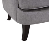 Fauteuil Chesterfield En Tissu Gris Clair Haut Dossier à Clous Pieds Courbes Viborg