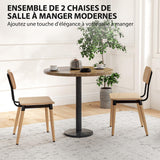 HOMCOM Lot de 2 chaises de Salle à Manger chaises de Cuisine Modernes avec Pieds en Acier et Dossier incurvé pour Salle à Manger, Chambre, Salon, Effet Bois Naturel