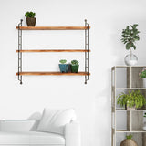 MyGift Étagère Flottante réglable en métal et Bois torché 23 Pouces