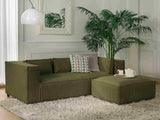 Lisa Design - Stella - canapé Fixe 3 Places - en Velours côtelé - Style Contemporain, Vert