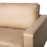Beliani Canapé Fixe 3 Places en Cuir PU Beige Confort Optimal pour Salon au Design Moderne