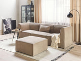 Canapé Modulable 3 Places et Pouf Ottoman en Velours Côtelé Taupe Lemvig