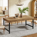 Tribesigns Table de salle à manger rectangulaire industrielle pour 4 à 6 personnes, 140 cm Table à Manger, avec pieds en métal robustes pour la maison, la salle à manger, petit espace, marron rustique