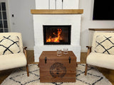 Uncle Joe's Caisse en Bois Coffre Table Basse Table d'appoint Vintage Style Shabby Chic Bois Massif Noyer