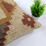 Trade Star Housse de coussin indienne Kilim 45 x 45 cm faite à la main en laine de jute taie d'oreiller d'extérieur tapis Kelim authentique pour décoration d'intérieur