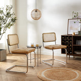 Zouron Chaises De Cuisine en Rotin Lot de 2, Chaises De Salle à Manger Modernes du Milieu du SièCle, Chaises De Cuisine sans Accoudoirs avec Dossier en Rotin Tressé, Pieds en MéTal, Marron