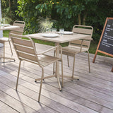 Oviala Palavas - Ensemble Table de Jardin bistrot et 2 fauteuils métal Taupe