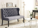 Canapé Banquette 2 Places en Tissu Gris Foncé avec Piétement Noir en Bois et Haut Dossier Capitonné pour Salon ou Couloir Vintage Classique Beliani