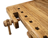 Etabli Rustique Style en Bois Massif de Tilleul Finition Naturelle L198 x PR88 x H90 cm